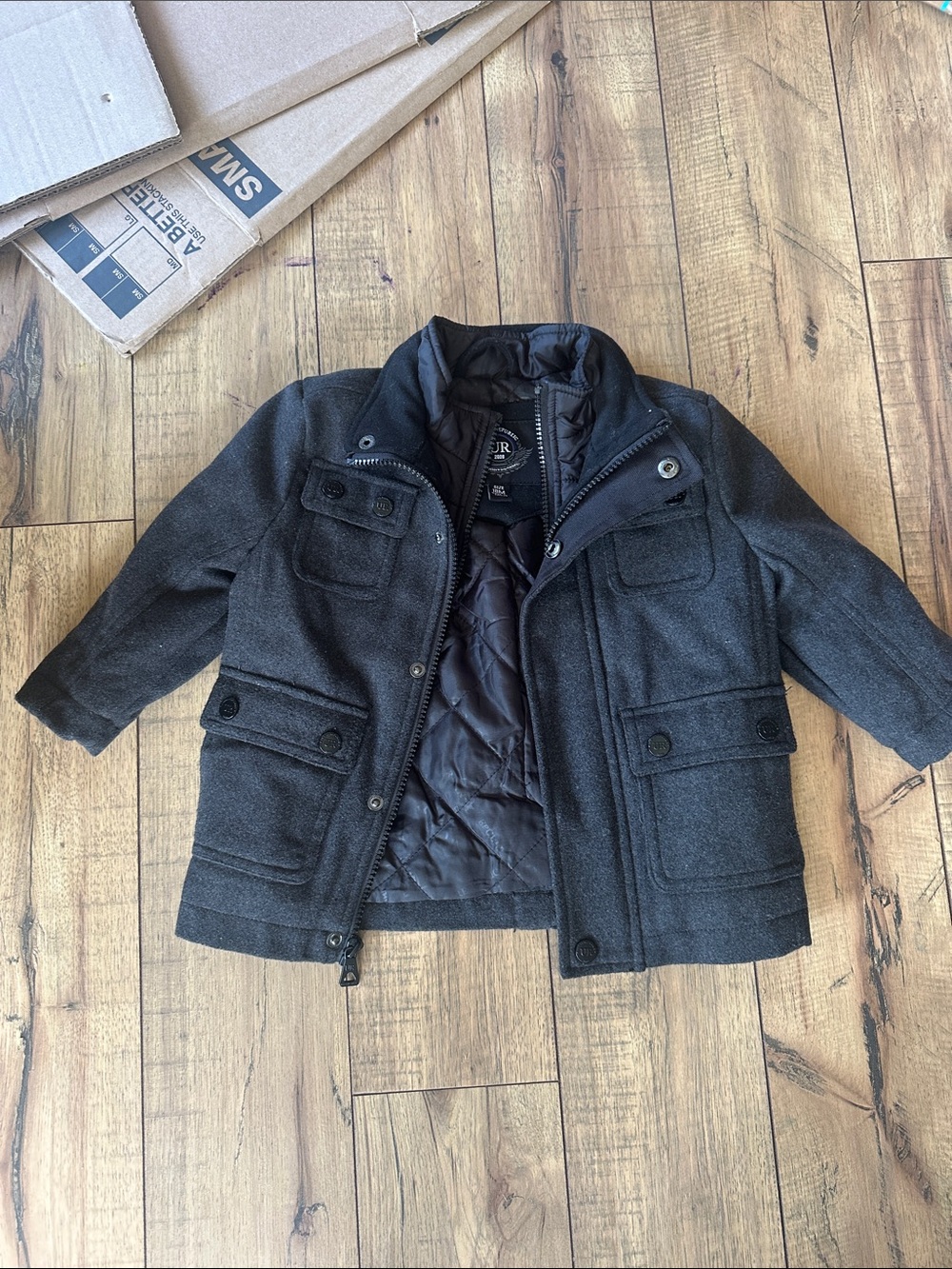 Urban Republic Dark Gray Pea Coat with Quilted Lining